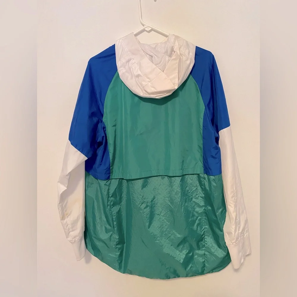 Adidas Blue/Green/White Windbreaker, Size L - Picture 2 of 3